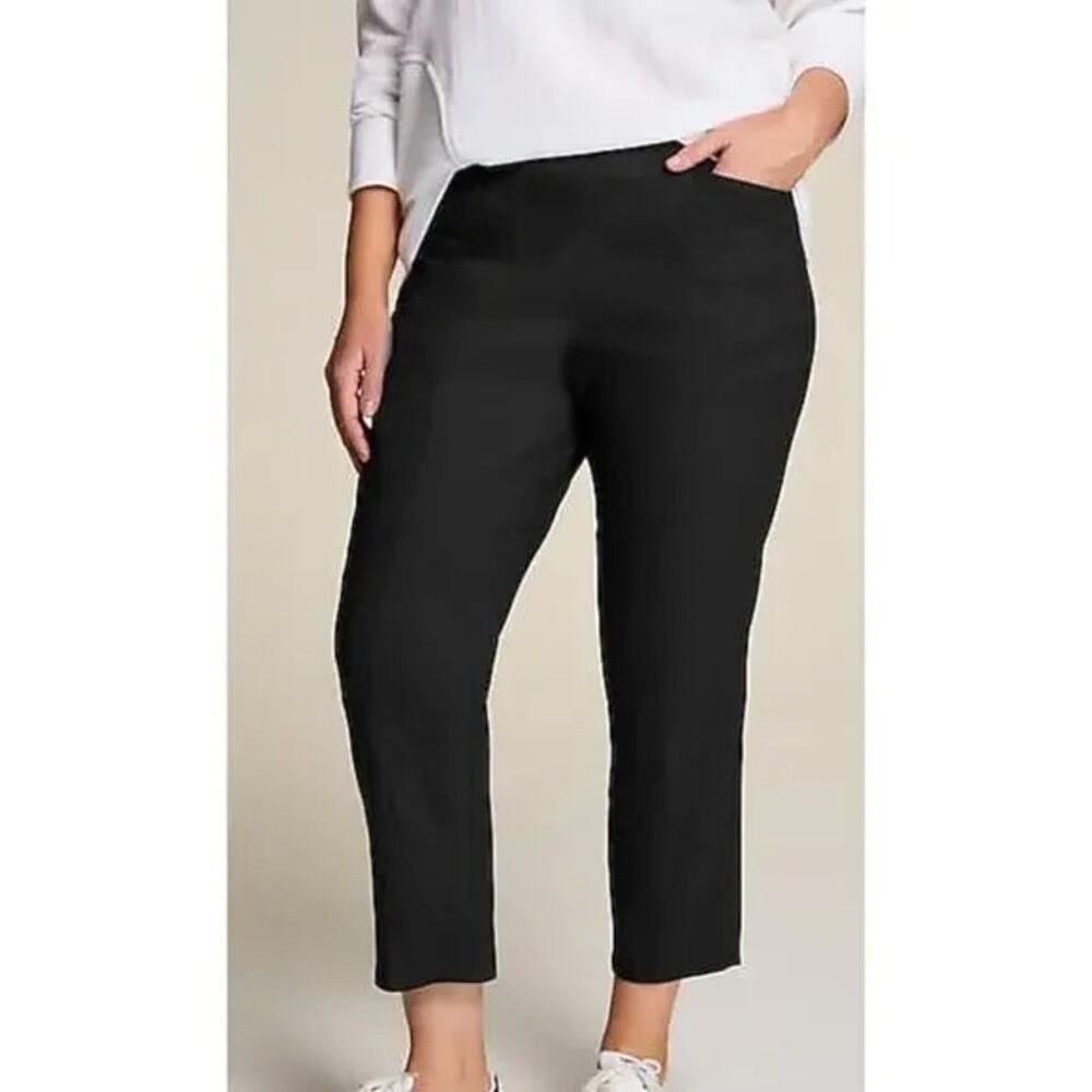 J Jill Linen Blend Tapered Leg Elastic Waist Pull On Ankle Pants Neutral M
